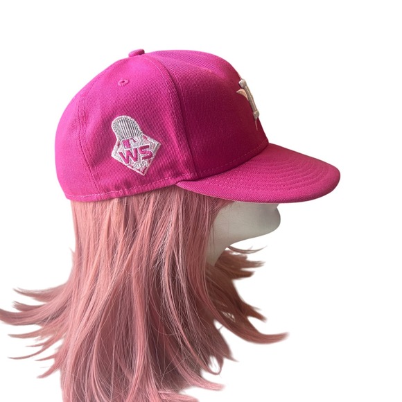 New Era Houston Astros World Series Fitted Hat Pink Baseball Cap Size 6 7/8 - Picture 4 of 6